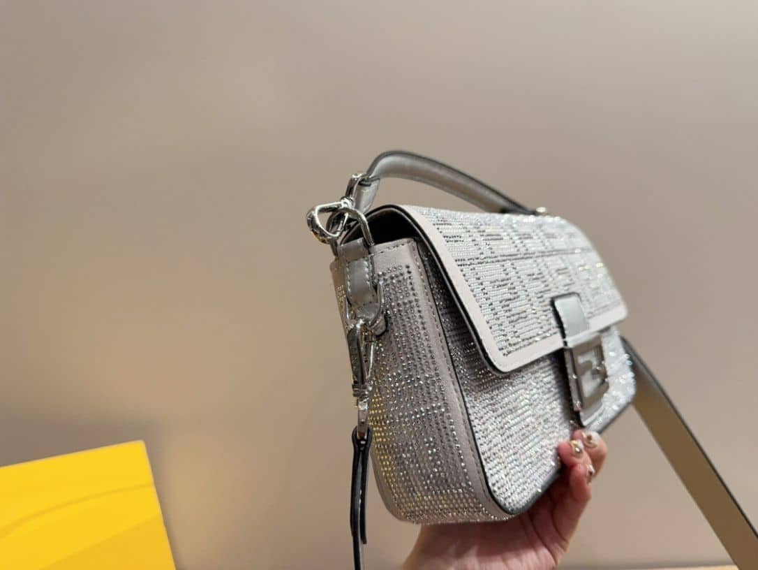 Fendi Baguette Silver Crystal Trim 25Cm