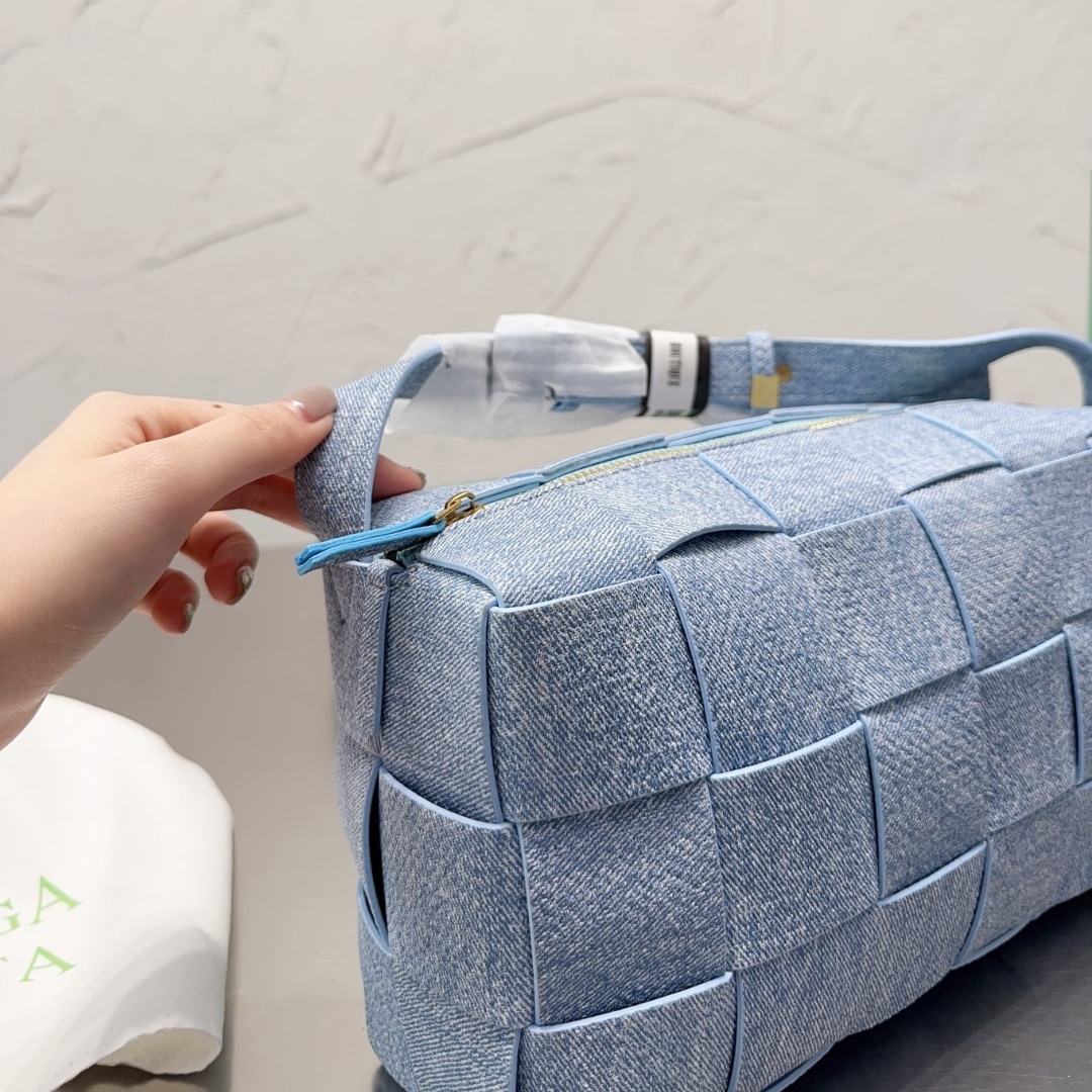 Bottega Veneta Brick Bag Denim Blue 28Cm