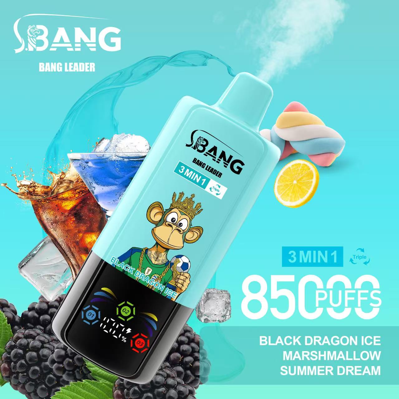 Bang Leader 85K Puffs 3-in-1 Prefilled Vape | 3 Adjustable Flavors, Rechargeable