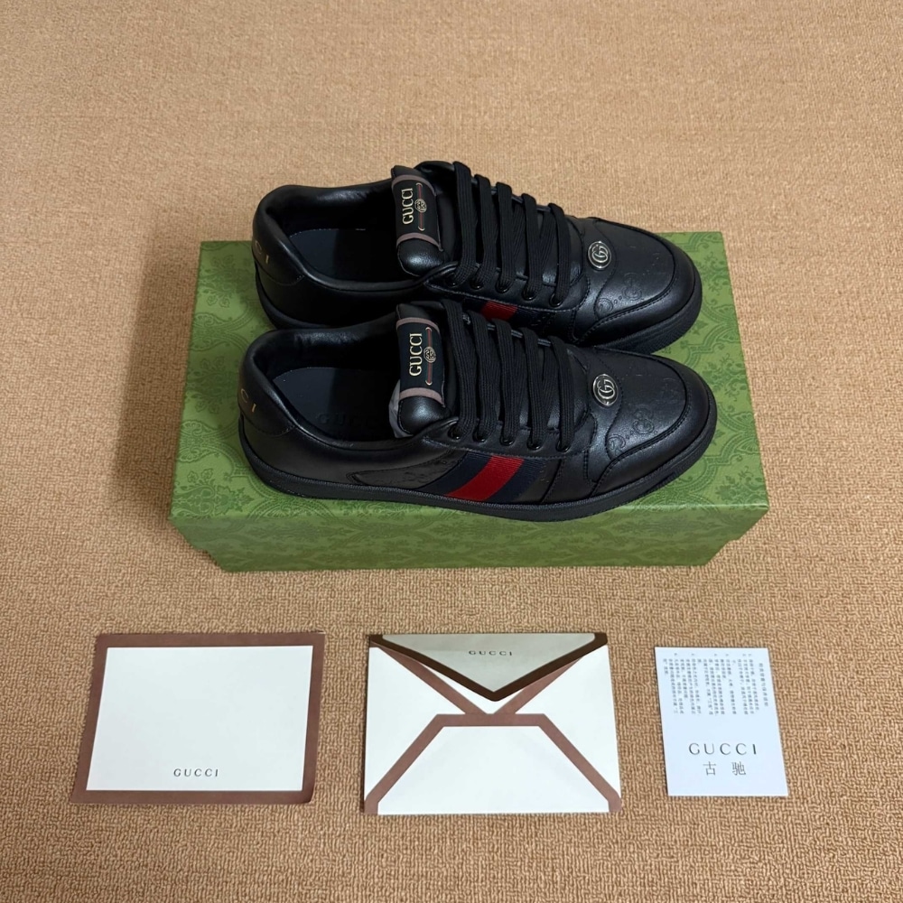 Gucci Men Screener Sneaker Black Leather 798785 AADU0 1074