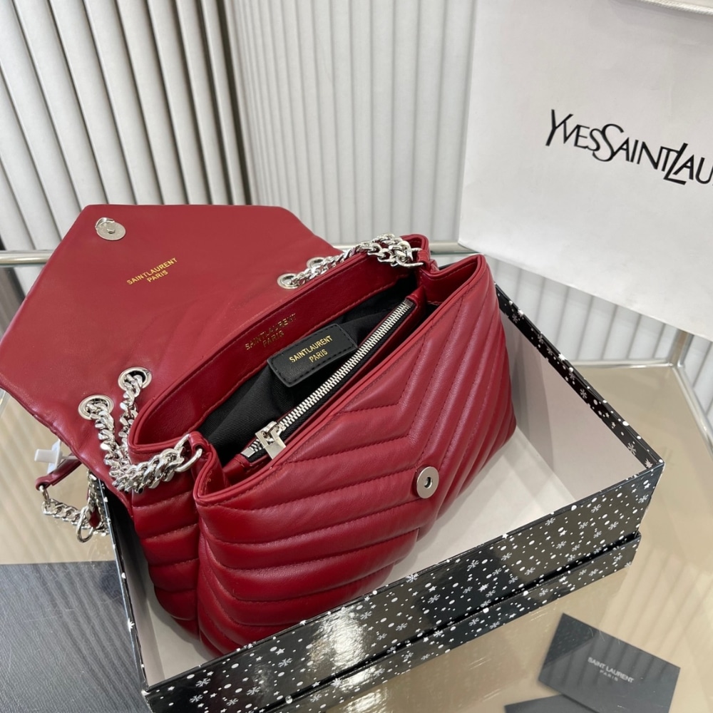 Saint Laurent Loulou Small Chain Bag Wine Red 25cm