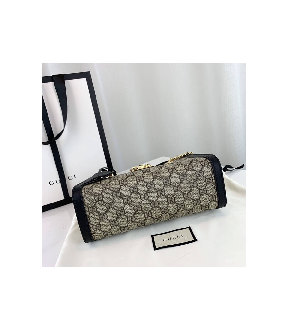 Gucci GG Supreme Padlock Small Shoulder Bag Black 26cm
