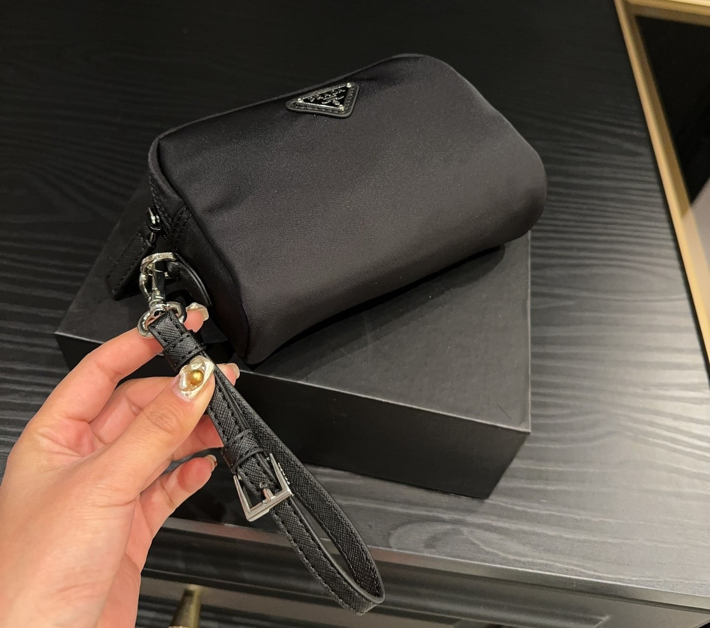 Prada Re Nylon Toiletry Bag Black 16Cm