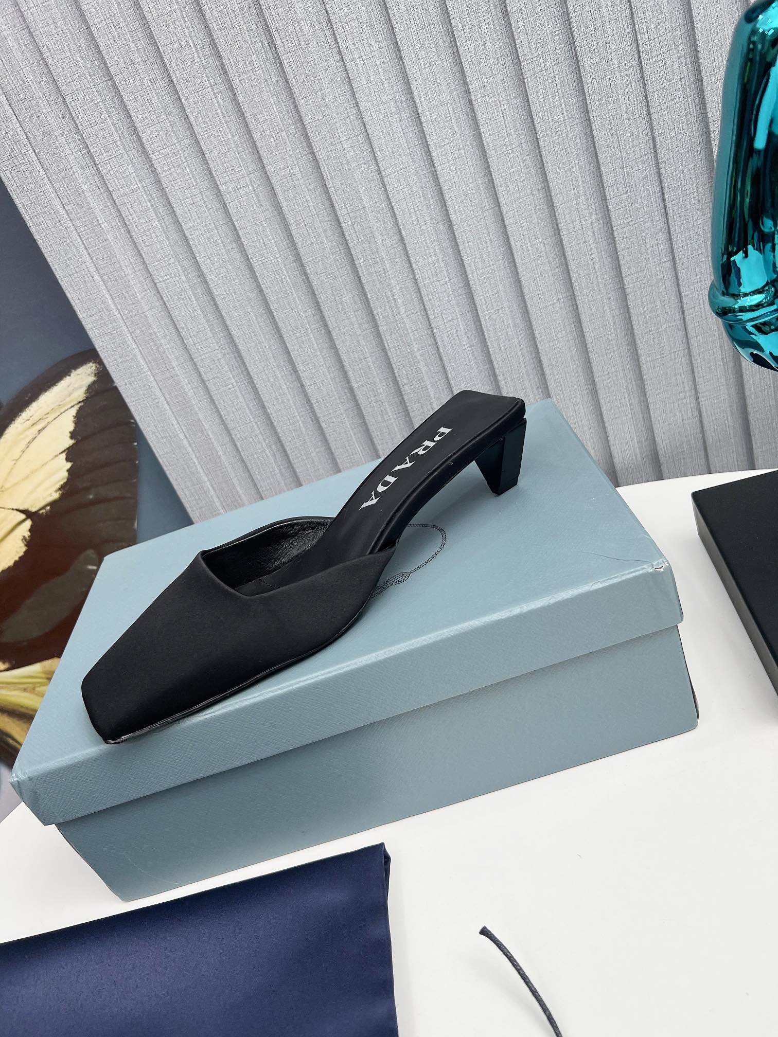Prada Leather Mules Black