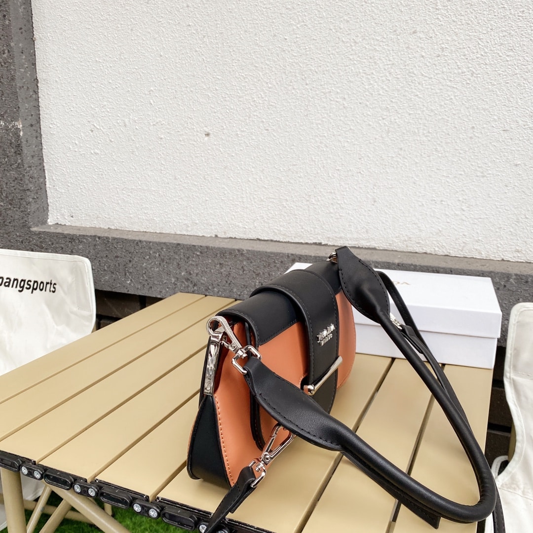 Prada City Calfskin Sidonie Shoulder Bag Brown And Black 28Cm