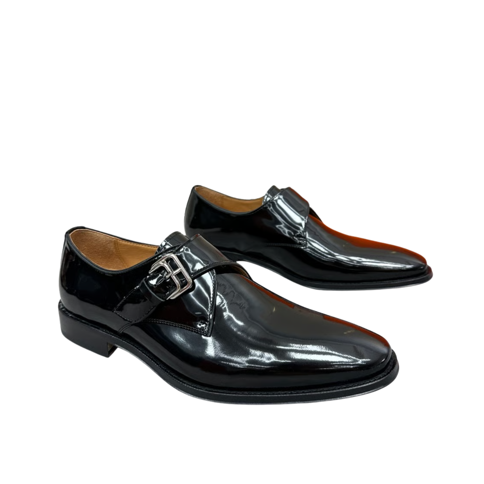 Hermès Black Polished Leather Monk Strap- Shoes for Men