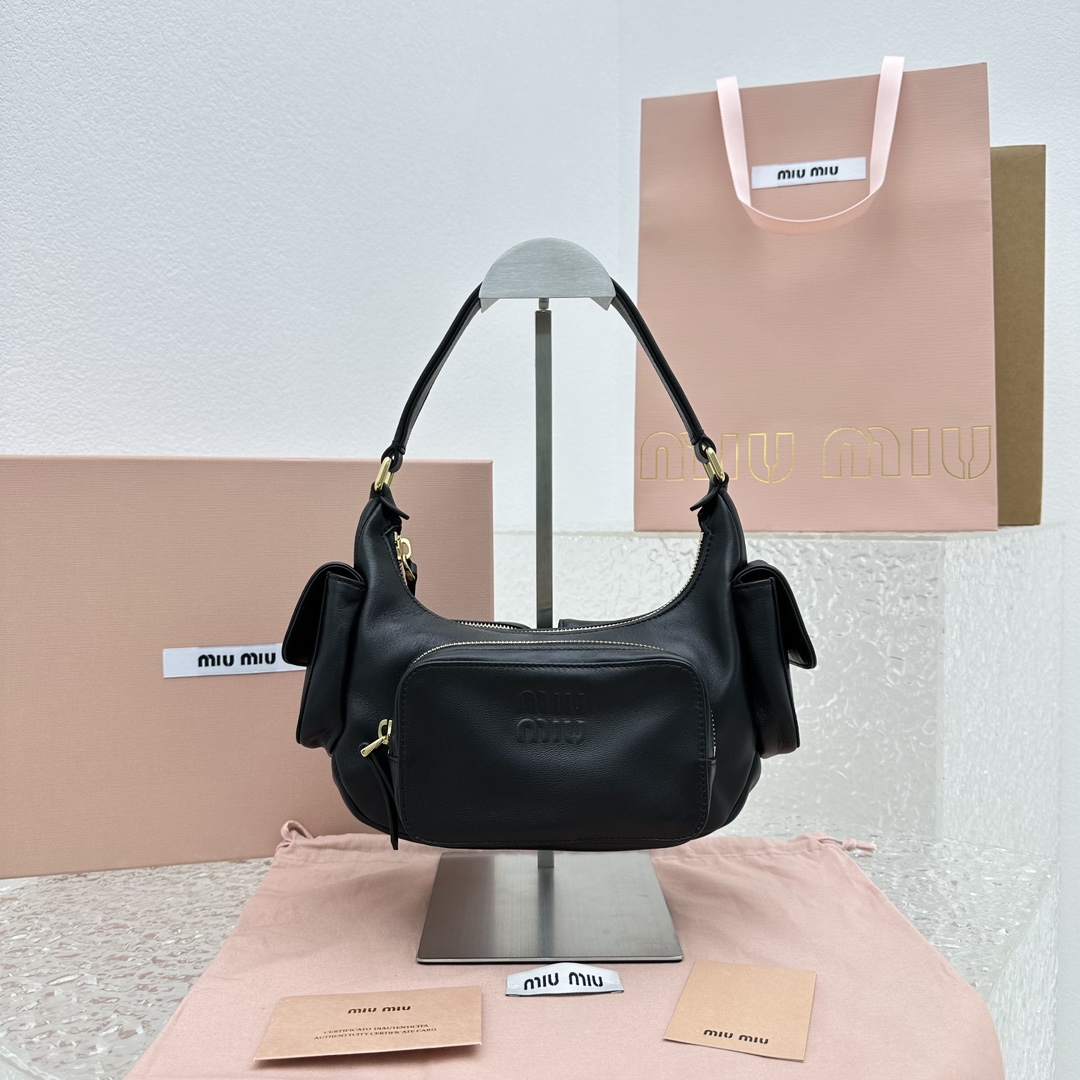 Miu Miu Nappa Multi Pocket Bag Black