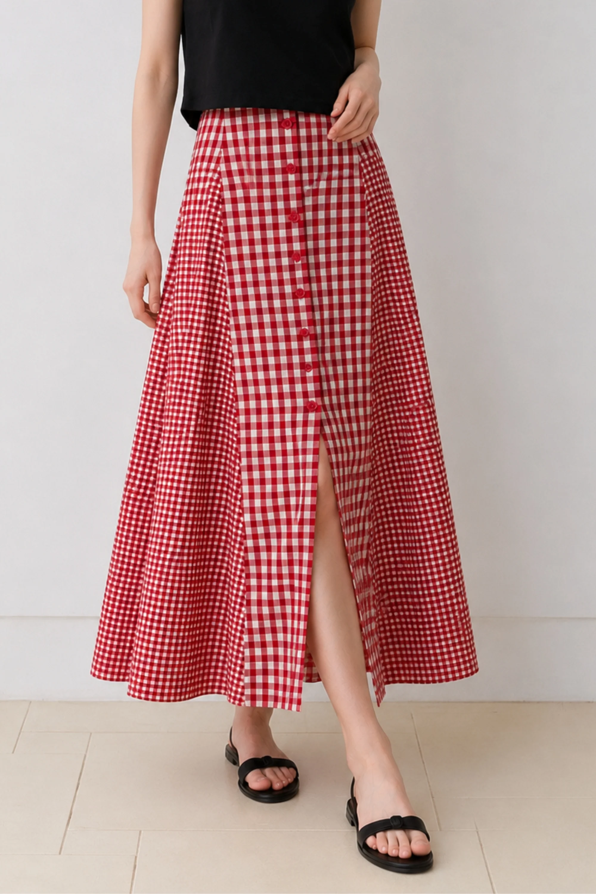Cherry red Gingham Skirt