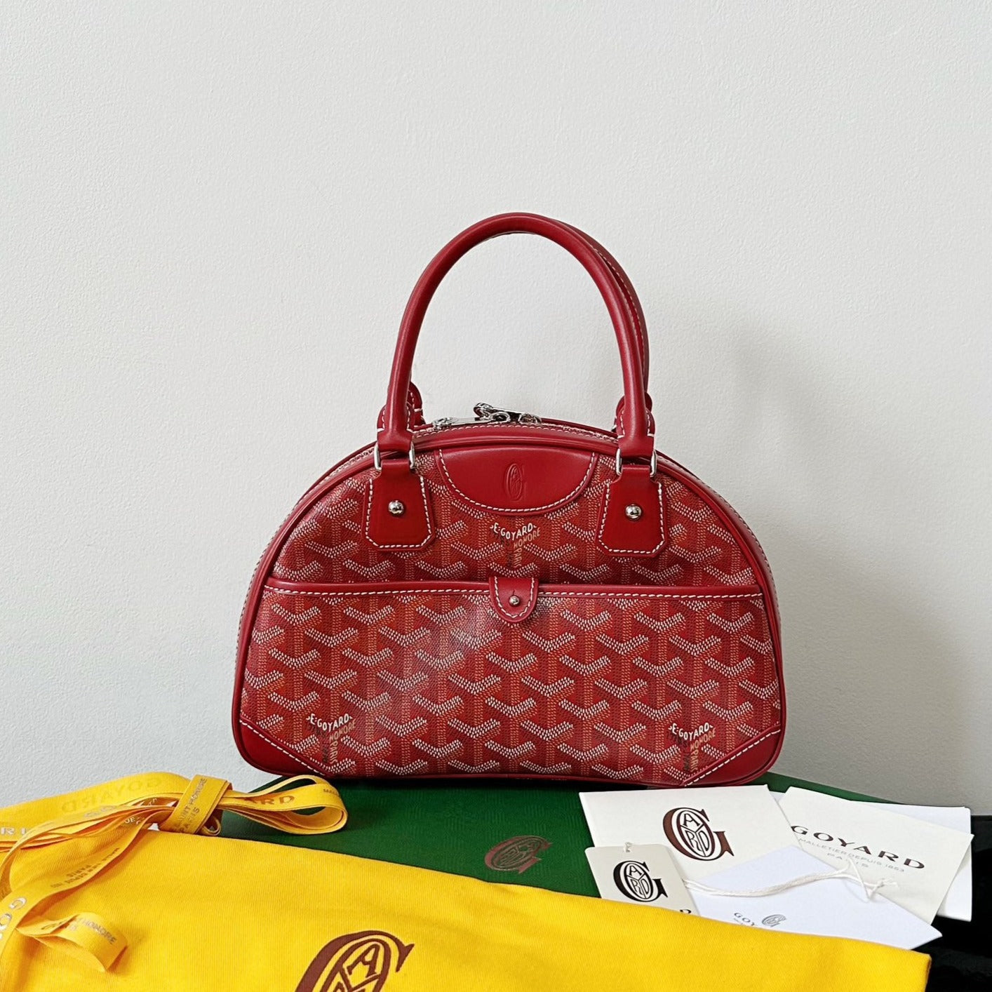 Goyard Goya Bowling Ball Small Red Canvas 27cm