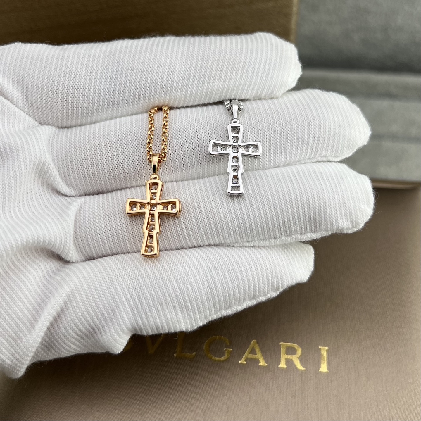 Platinum cross necklace with diamonds