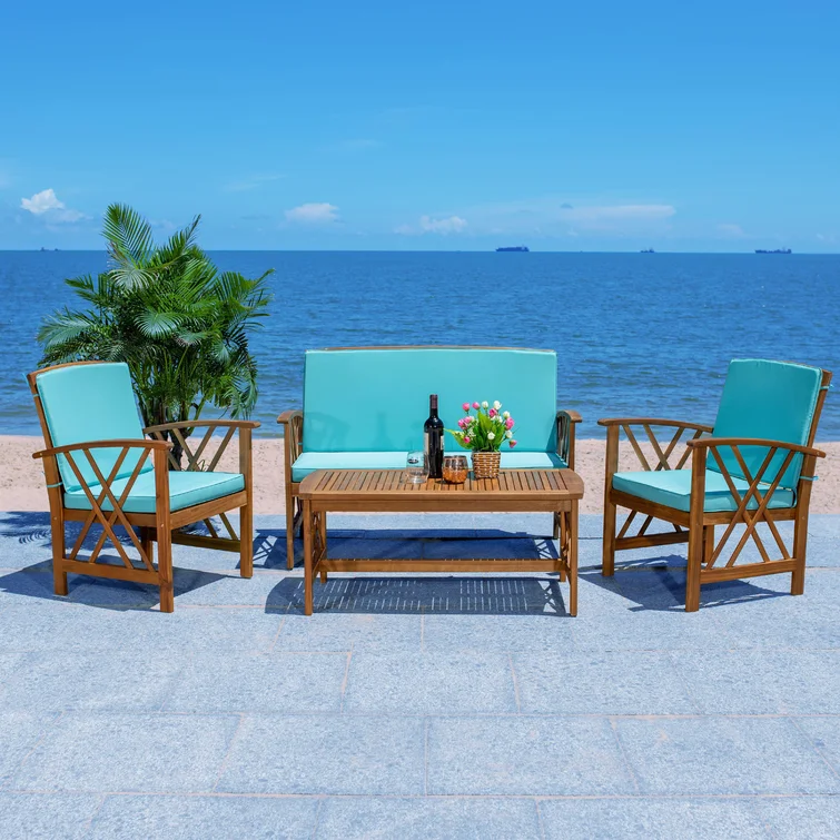 Fontana Solid Wood 4 - Person Seating Group with Cushions