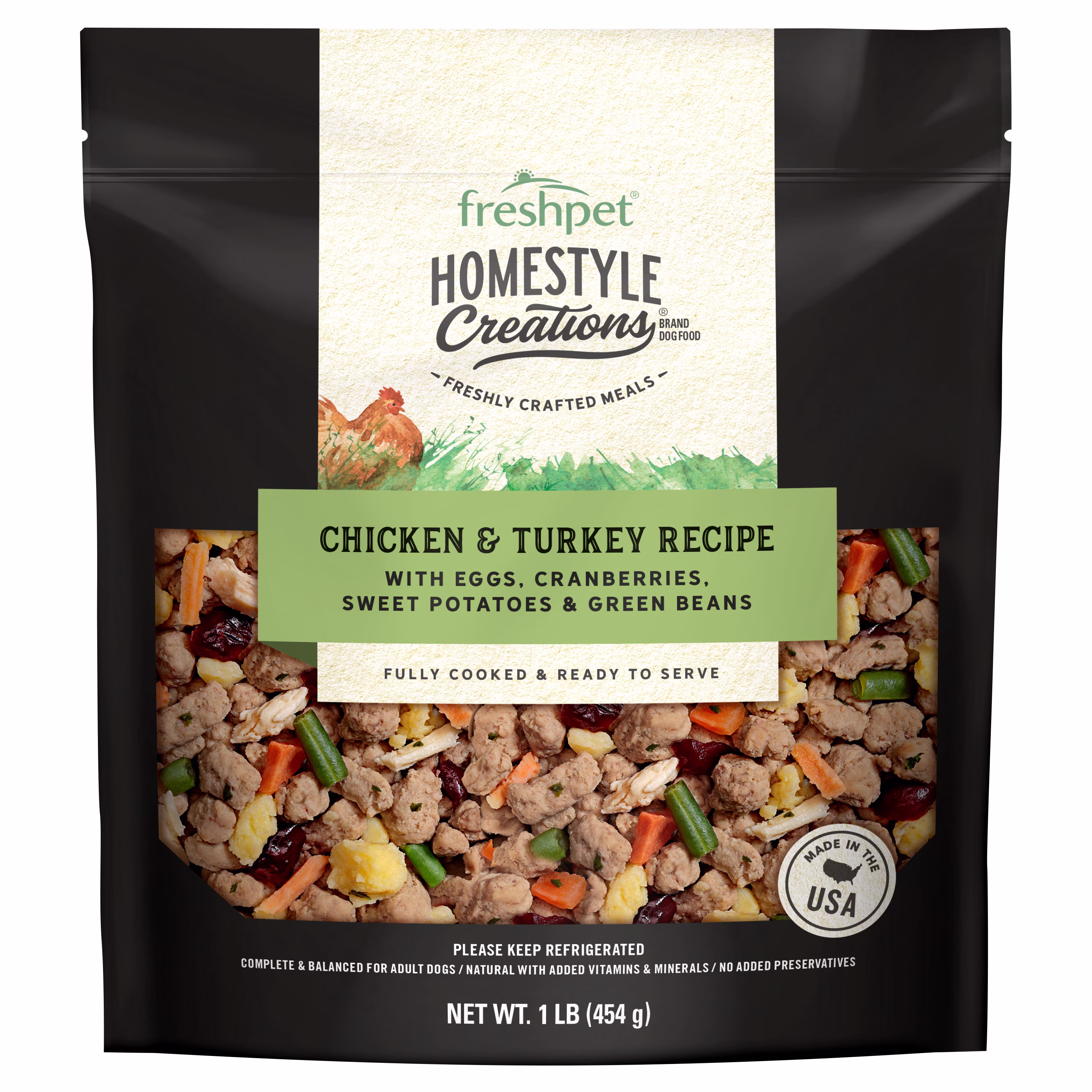 Freshpet Fresh Dog Food, Homestyle Creations, Chicken & Turkey Recipe, 1lb.
