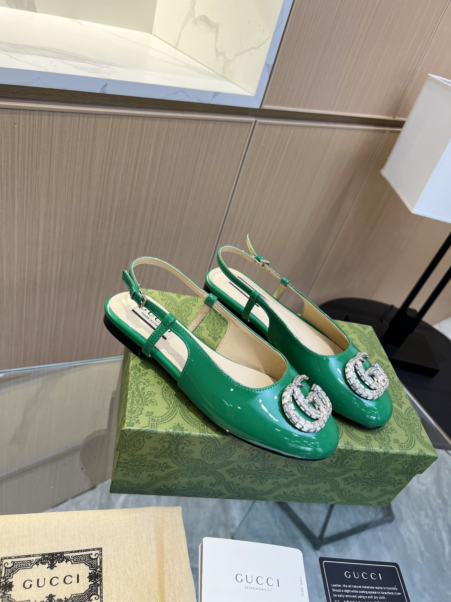 Gucci Gg Crystal Slingback Green