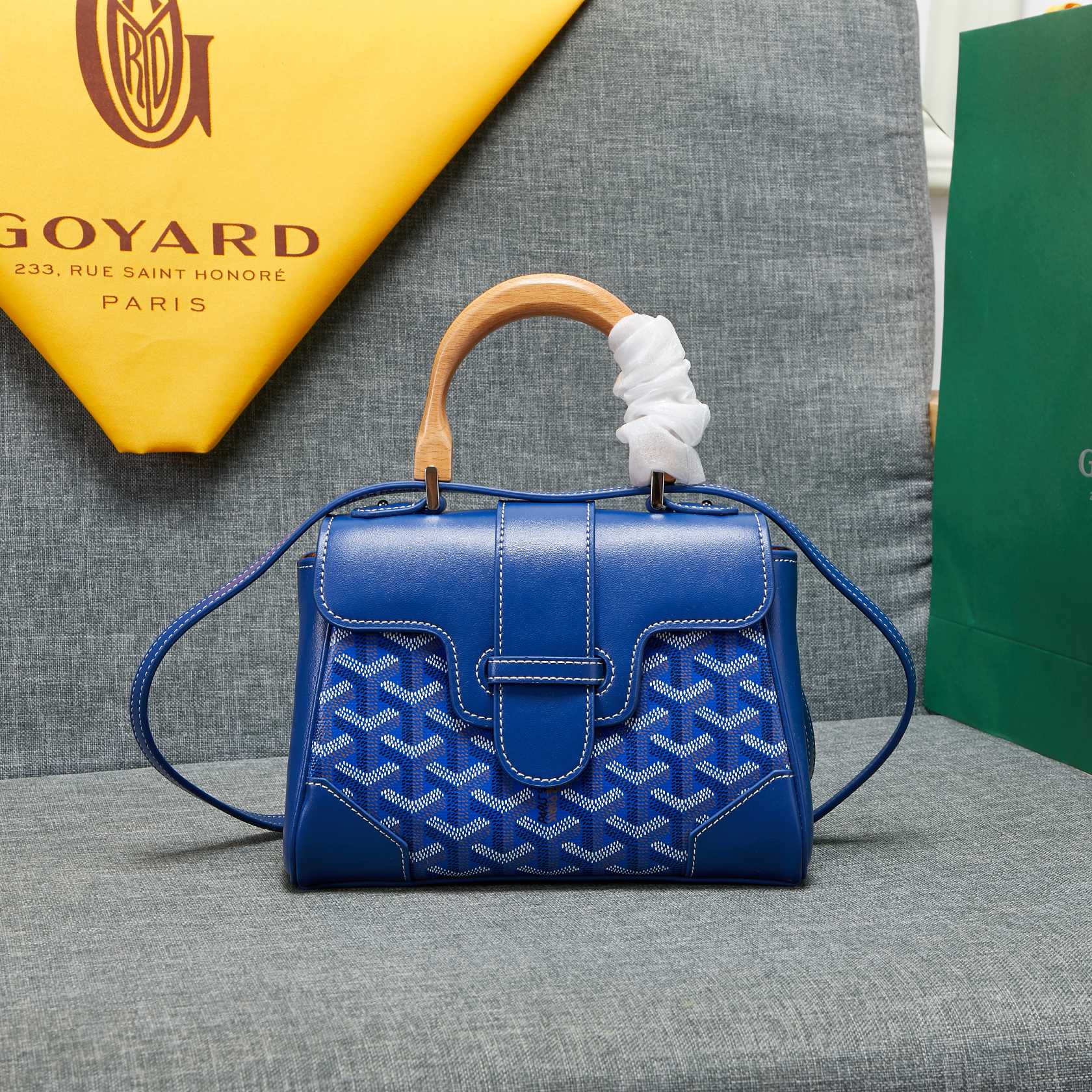Goyard Saigon Souple Mini Bag Blue Canvas 20cm