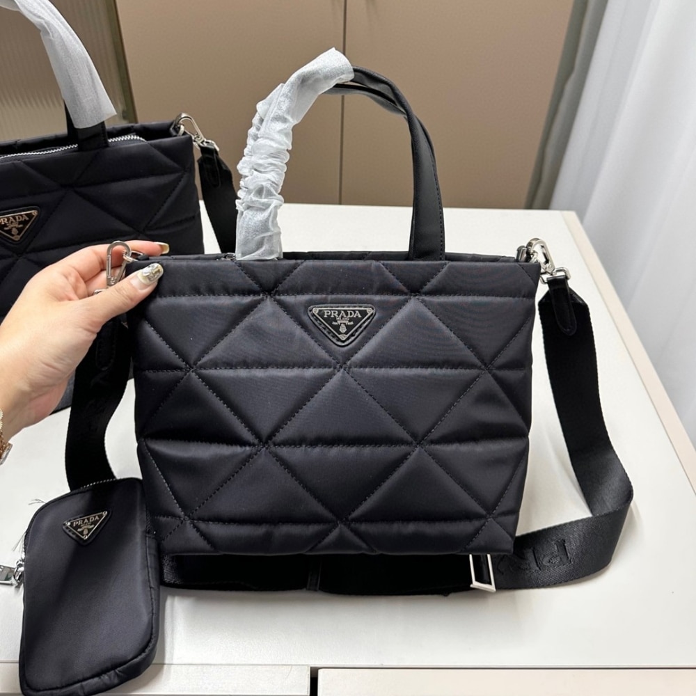 Prada Re Nylon Padded Tote Bag Black 23Cm