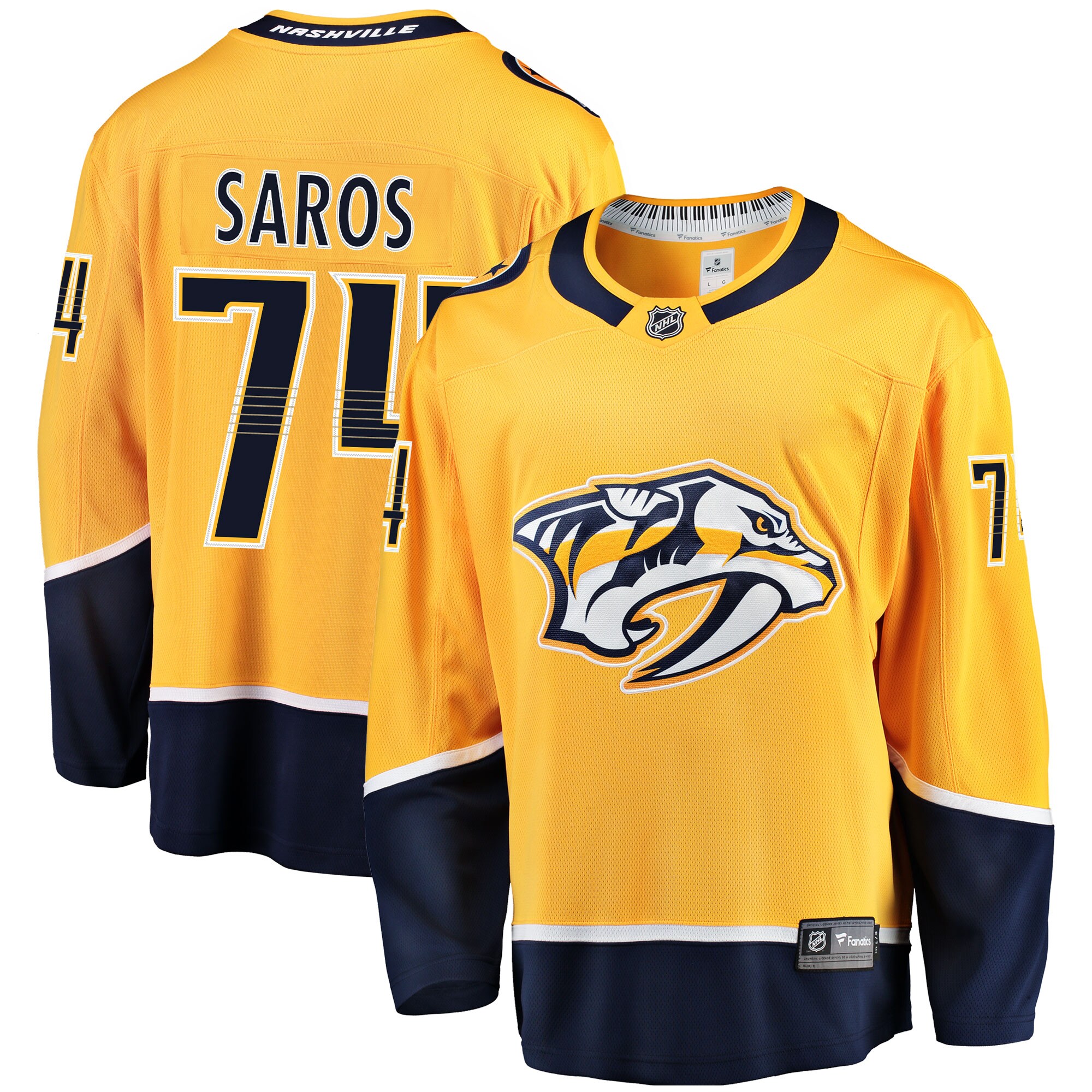 Juuse Saros Nashville Predators Fanatics Breakaway Player Jersey – Gold