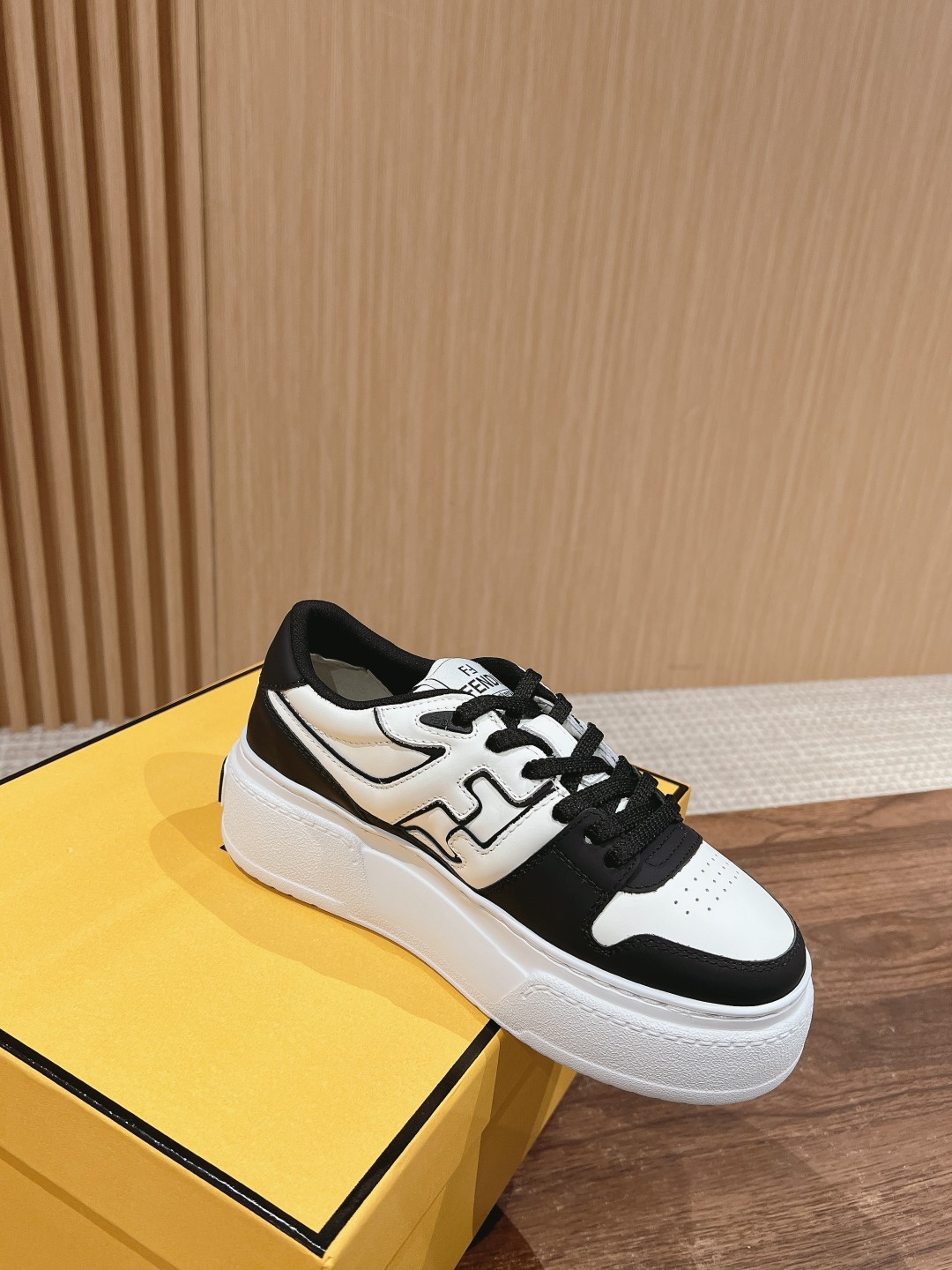 FENDI Match Canvas and suede platform low-tops Sneakers