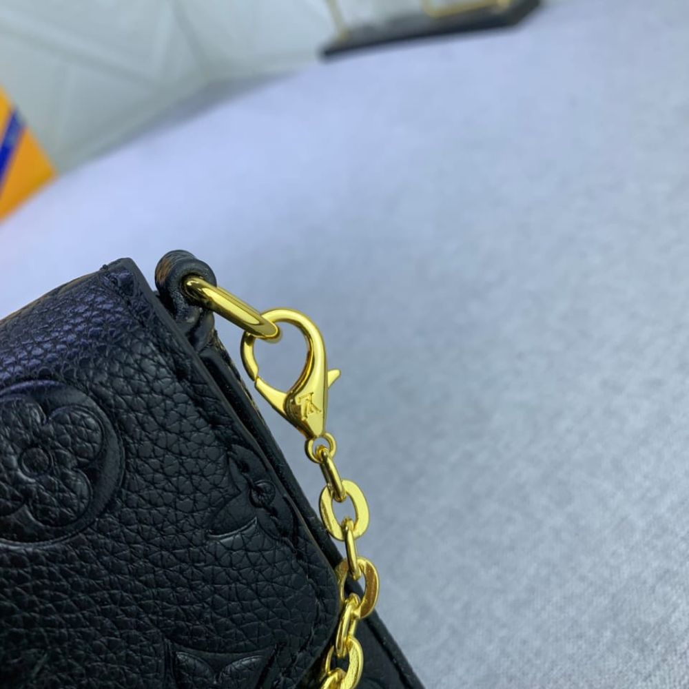 Louis Vuitton Félicie Pochette Monogram Empreinte Leather Crossbody Bag Black 21cm M82477