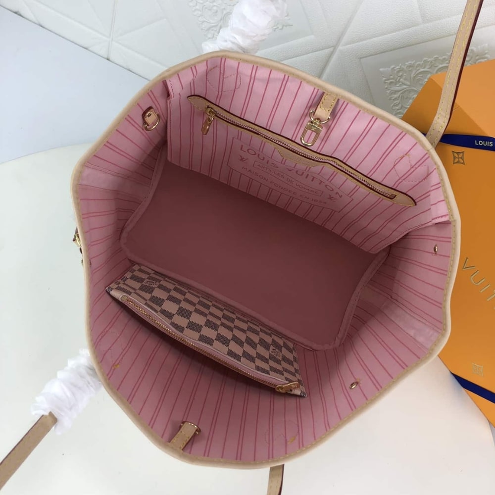 Louis Vuitton Neverfull GM Damier Azur Rose Ballerine Pink 39Cm N40601