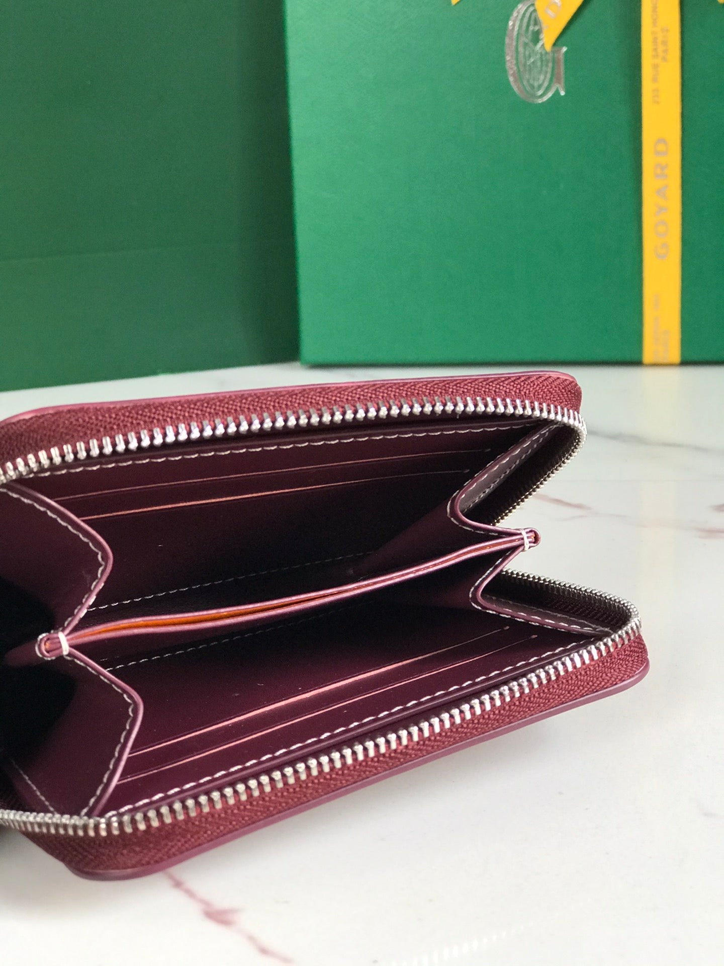 Goyard Matignon Mini Wallet 11 Cm Wine Red Goyardine Canvas And Calfskin