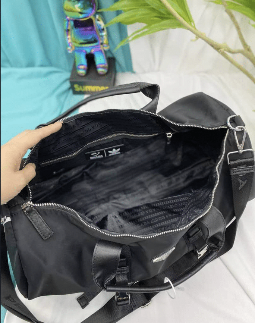 Prada Nylon And Saffiano Leather Duffle Bag