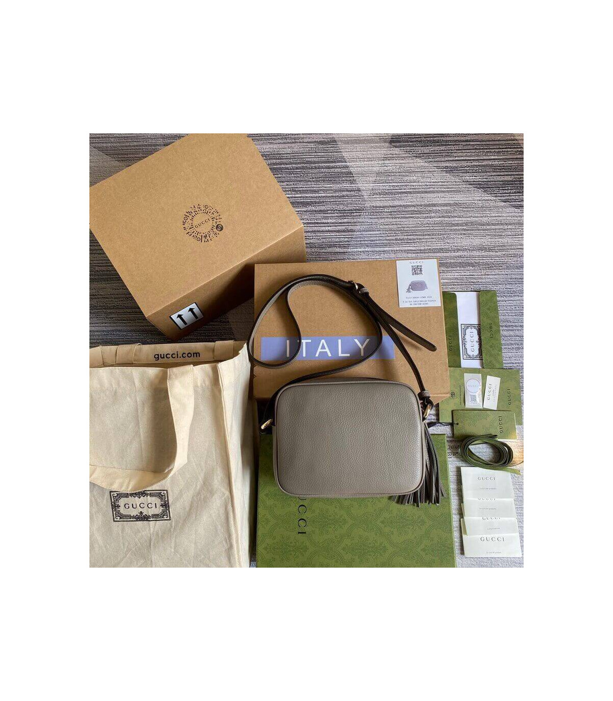 Gucci Soho Small Leather Disco Bag Grey