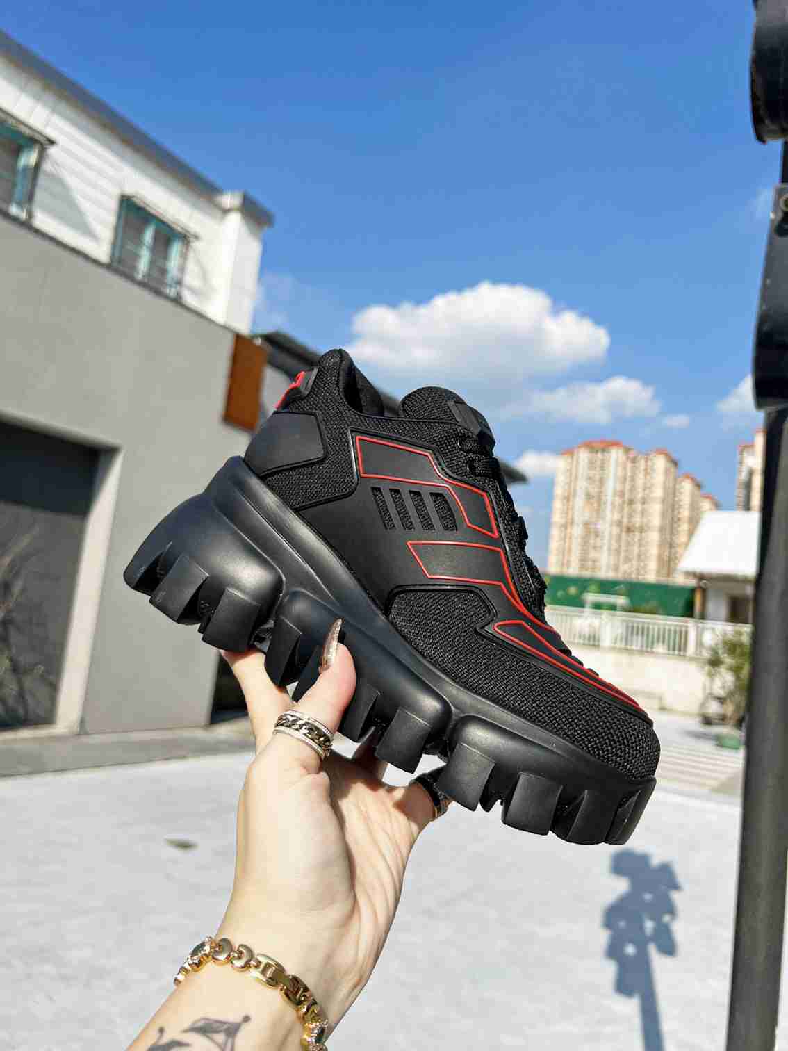Prada Cloudbust Thunder Sneakers With Black And Red 2Eg2933Lgnf0002