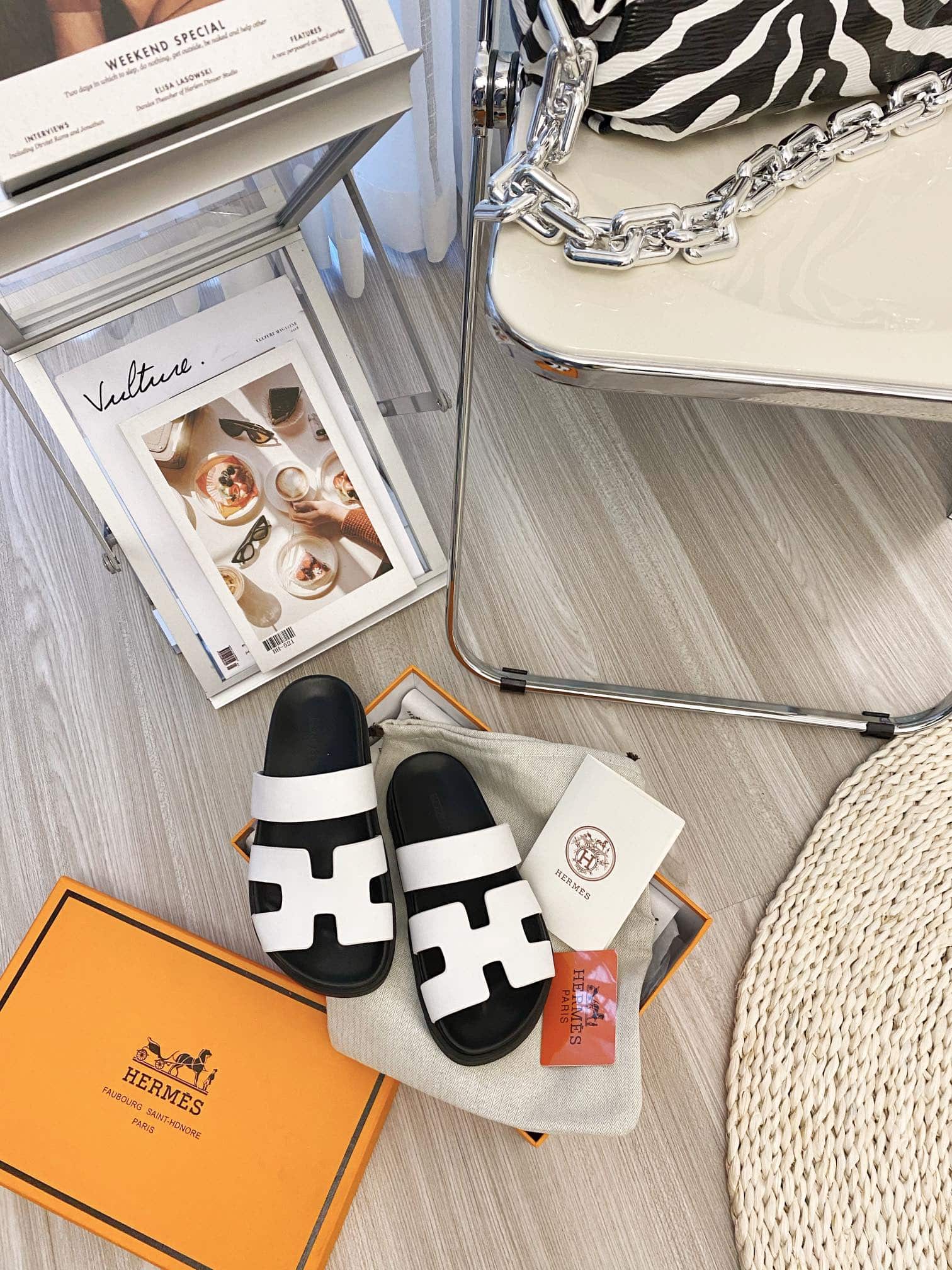 Hermes Ankara Sandal White