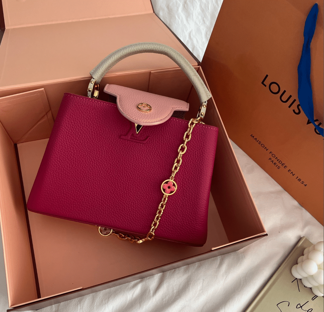 Louis Vuitton Capucines Taurillon Cowhide Dark Pink 27Cm M20845