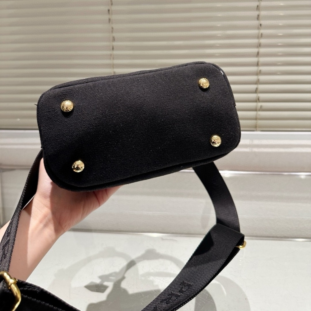 Prada Small Cotton Canvas Handbag Black 22Cm