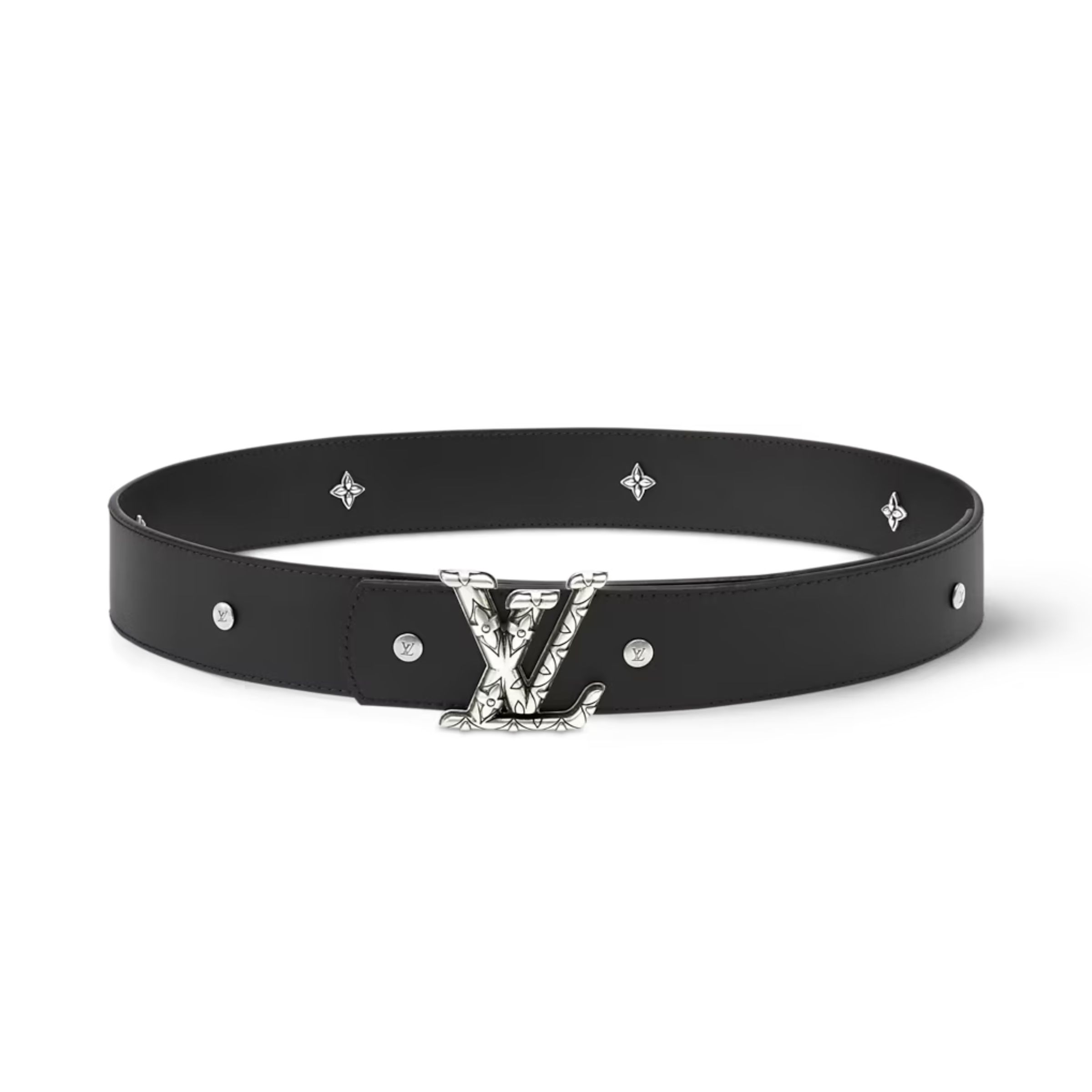 Lv Dimension Drift Flower Studs 40mm Reversible Belt Black M4648V