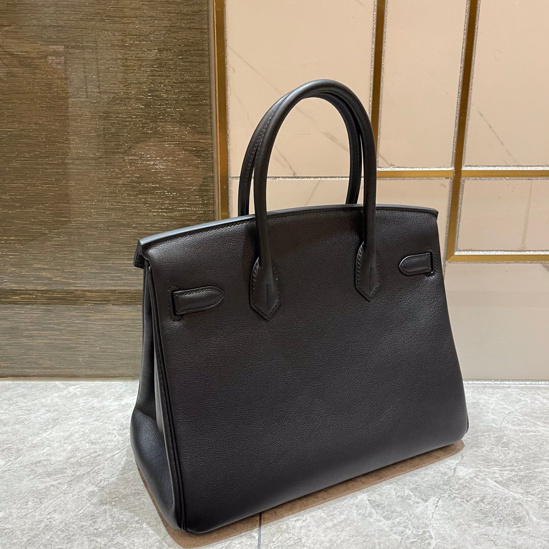 Hermes Birkin 25Cm Black Swift Leather Gold Hardware