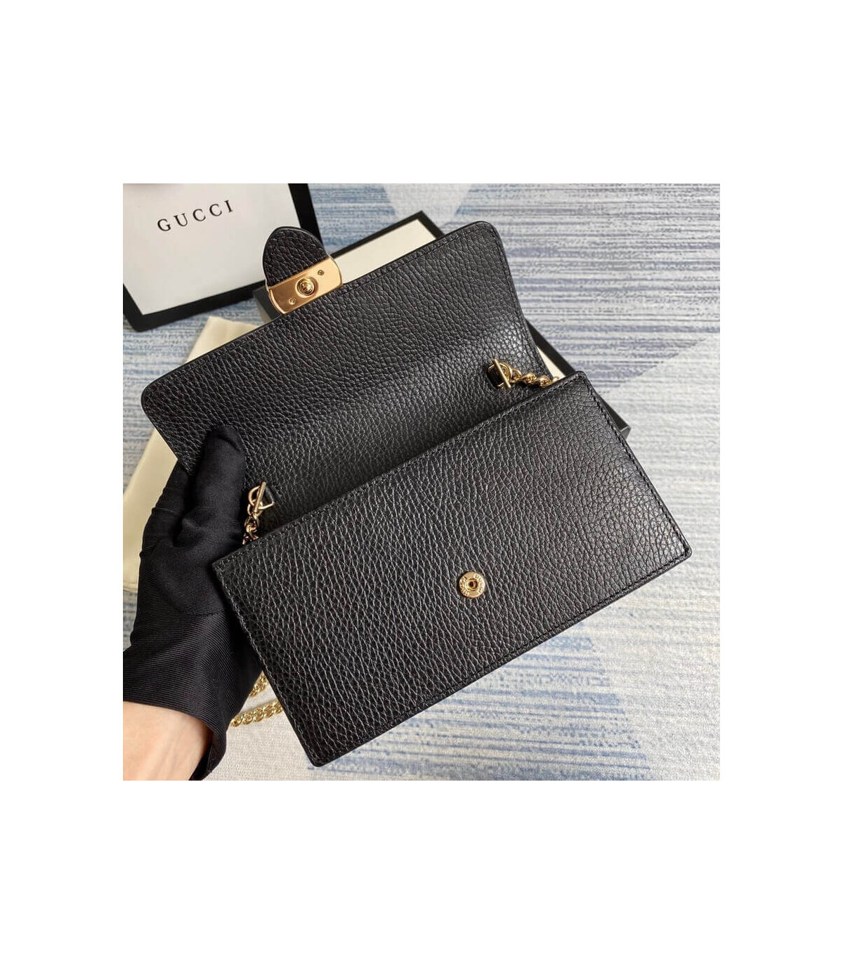 Gucci GG Interlocking Wallet On Chain Black