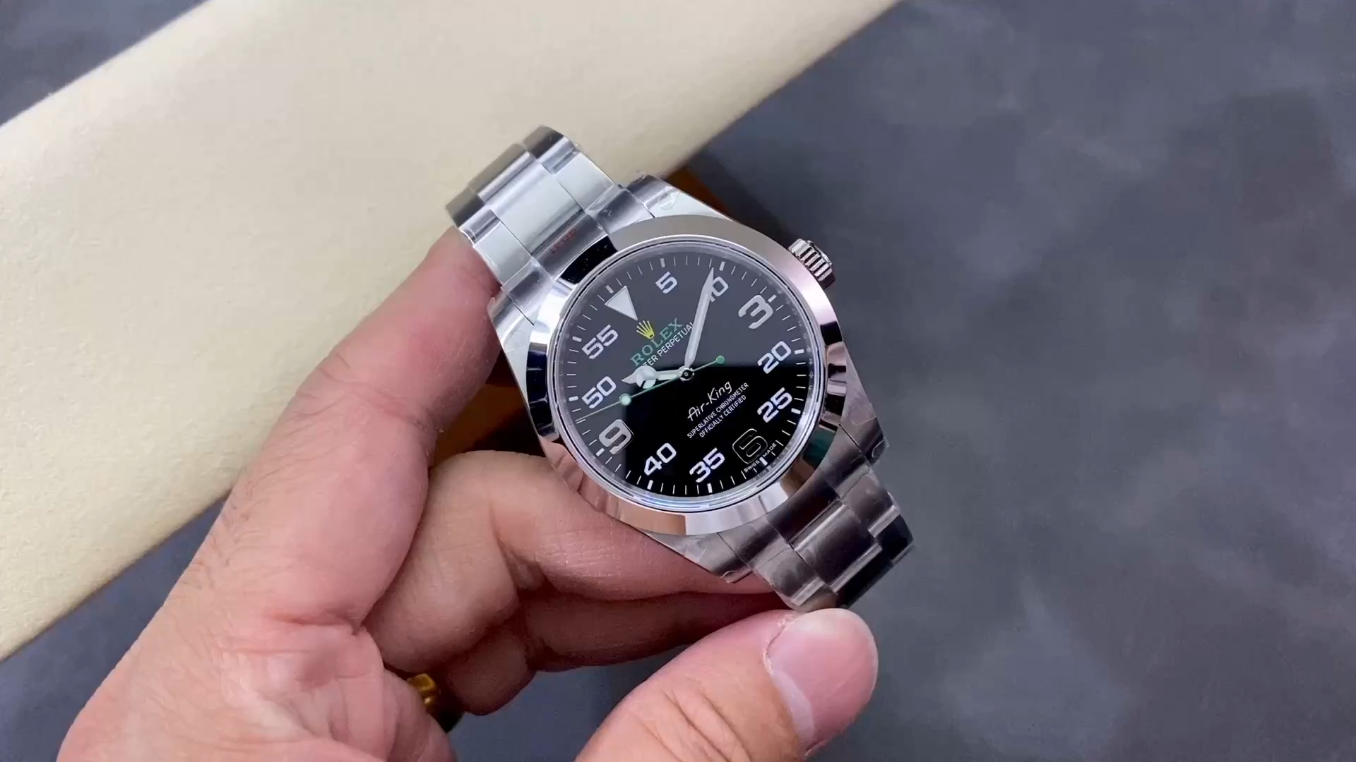 【Super Clone】Rolex Air-King Stainless Steel Black Arabic Dial 116900 40mm Mens Replica Watch