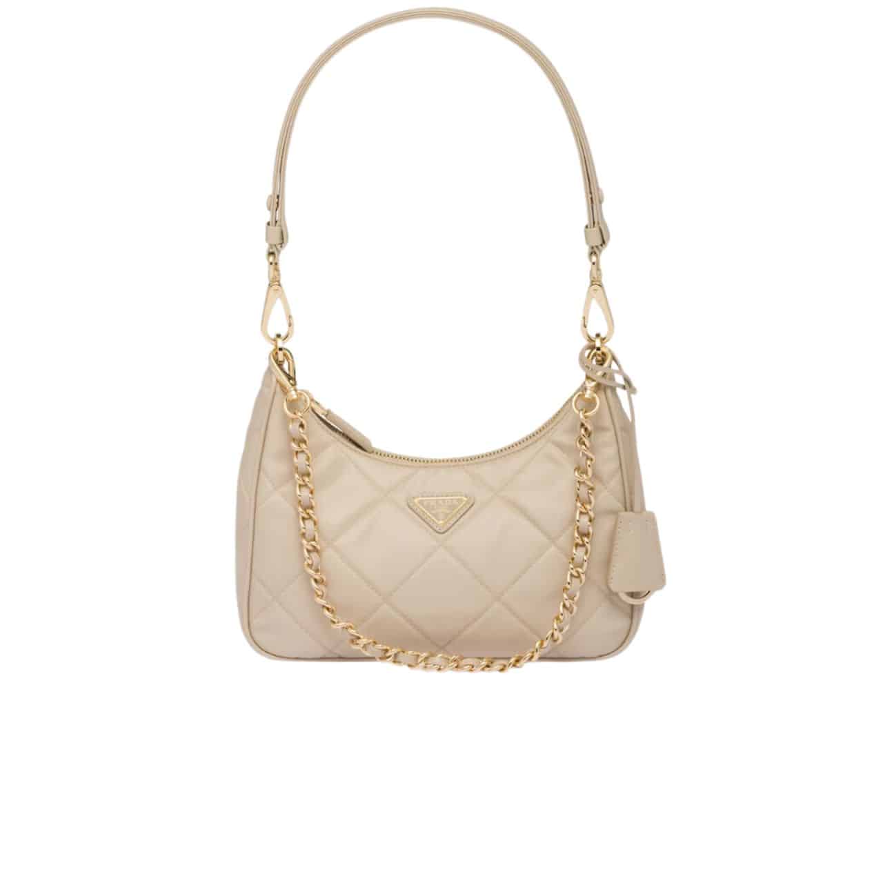 Prada Re Edition 1995 Chaîne Re Nylon Mini Bag Beige 22Cm