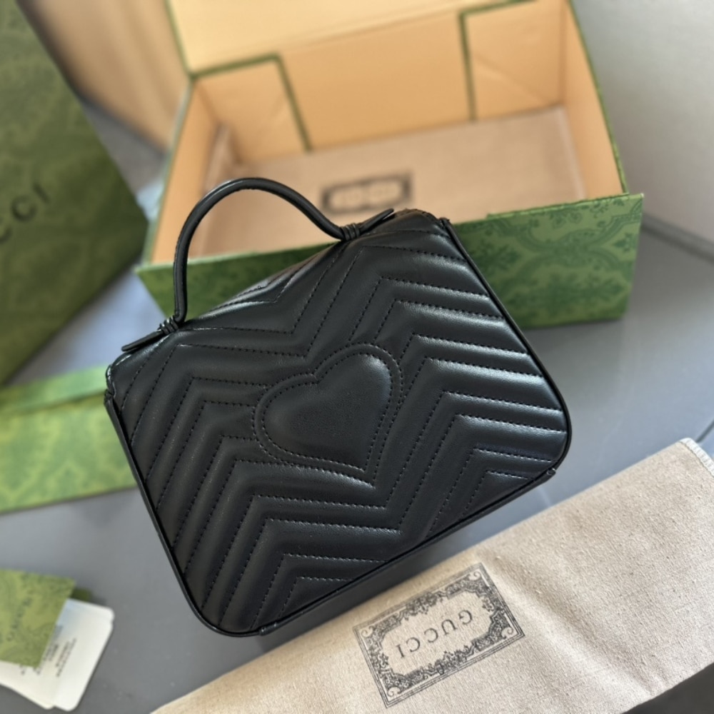 Gucci Gg Marmont Mini Top Handle Bag Black And Black 22Cm 702563 Dtdfv 1000