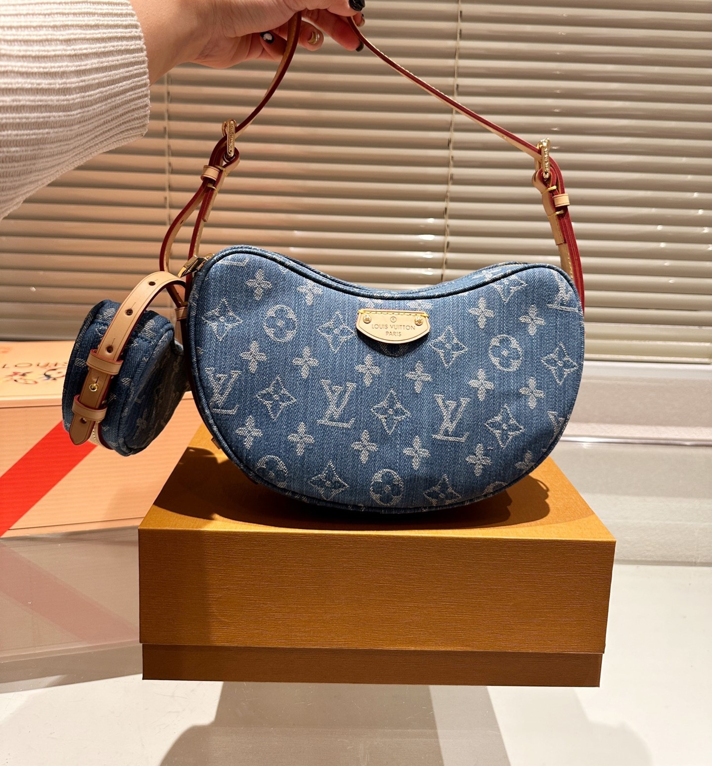 Louis Vuitton Croissant Mm Monogram Denim 25Cm M46856