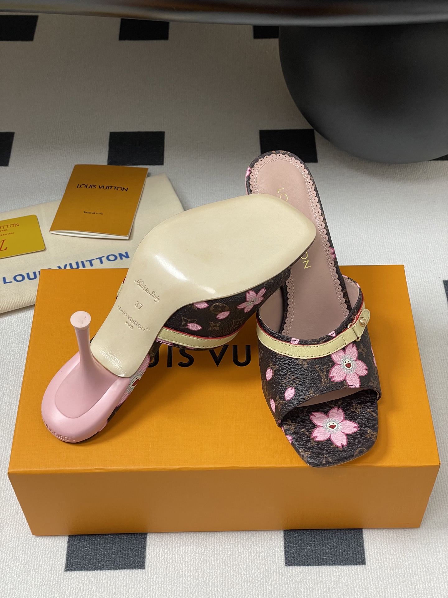 Louis Vuitton x Takashi Murakami Cherry Blossom Mule Brown Monogram Canvas