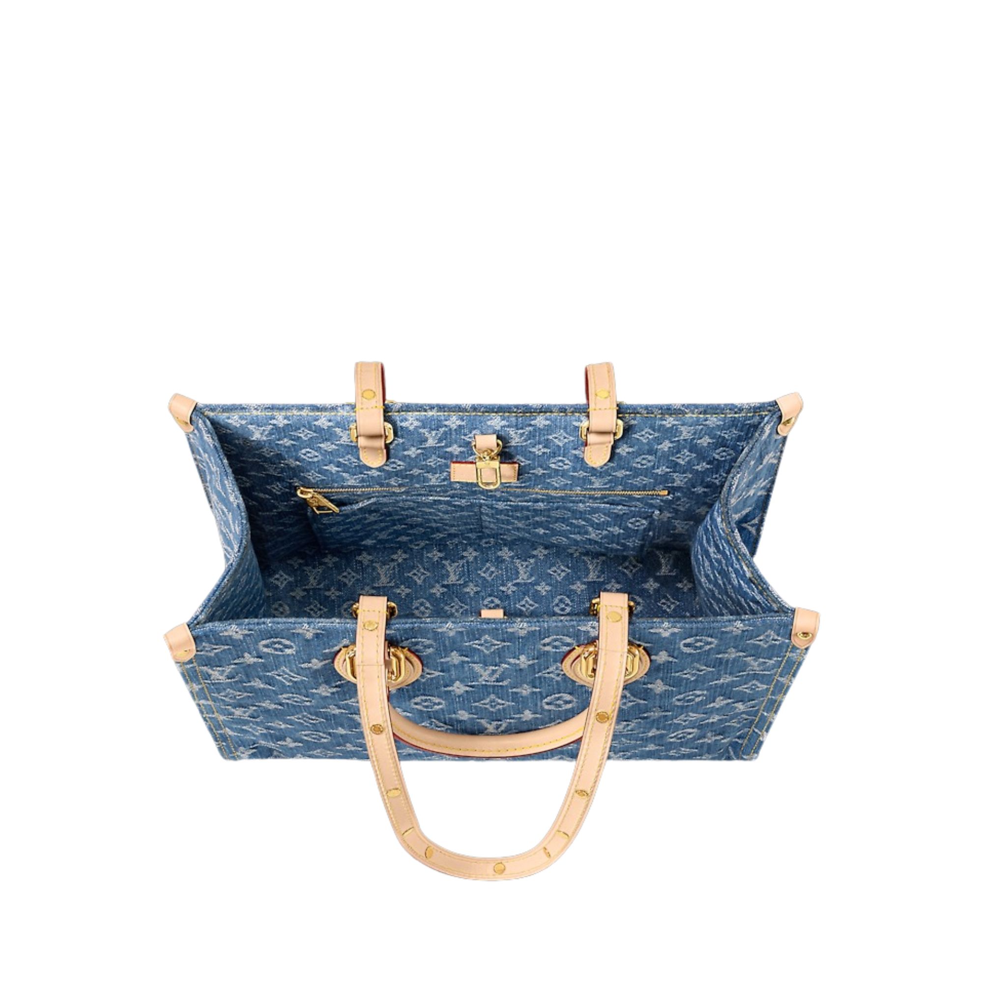 Louis Vuitton New Lv Remix Onthego Mm Denim Blue 35Cm M46871