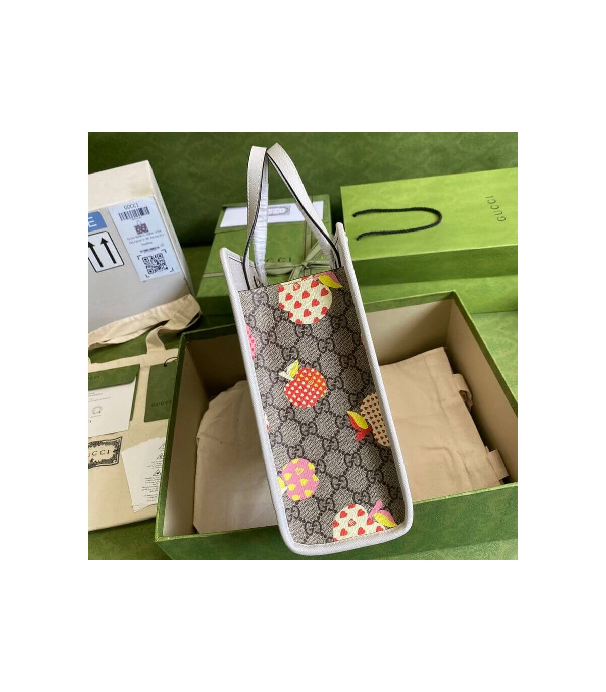 Gucci Children’s GG Heart Apple Pattern Tote