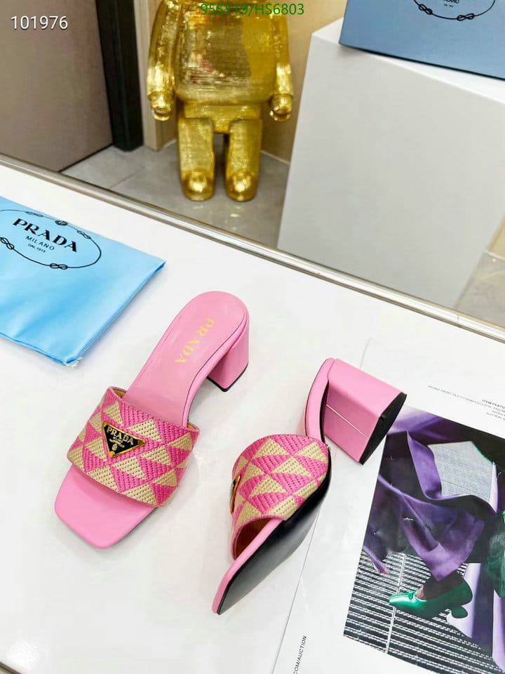 Prada Triangolo Jacquard Mules Pink