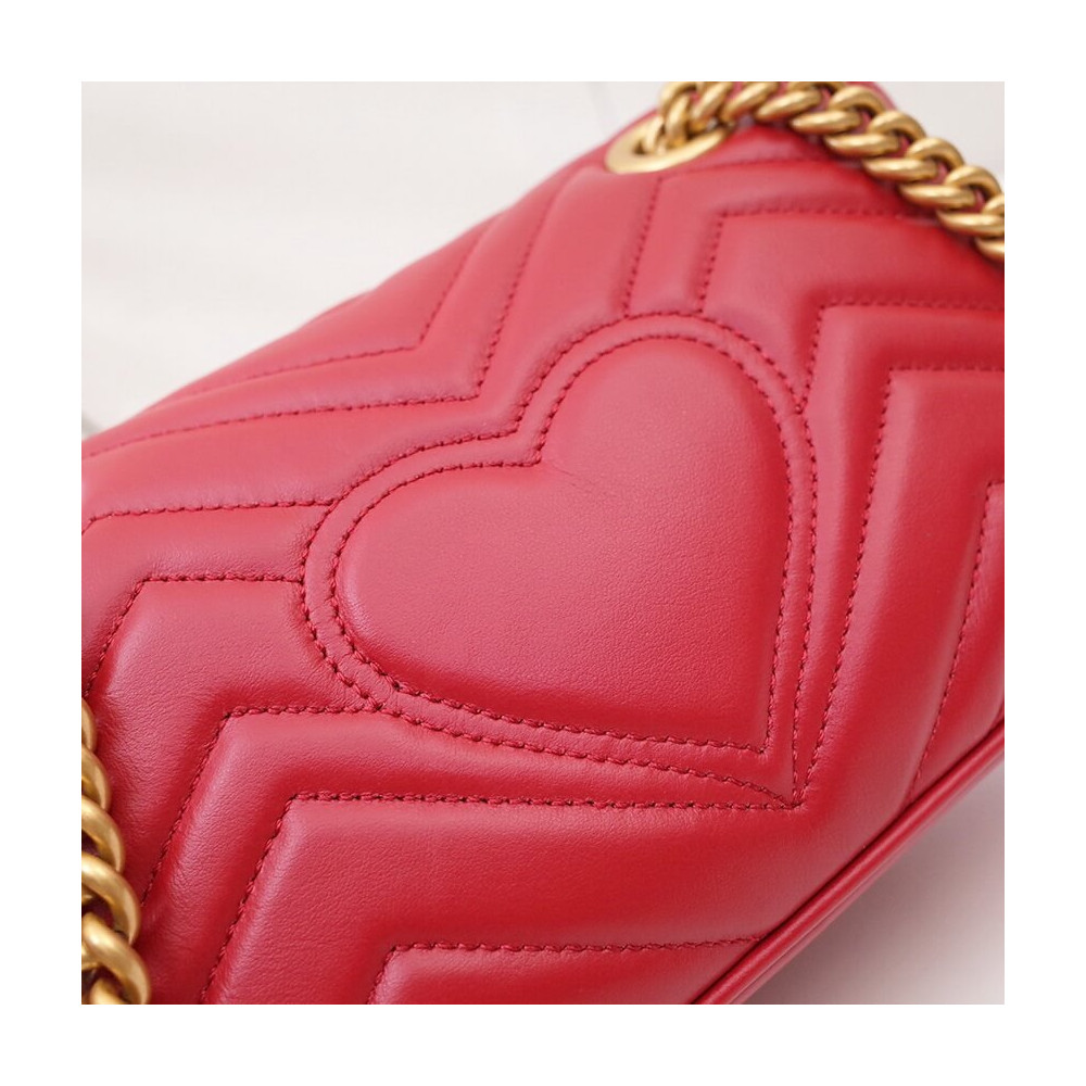 Gucci GG Marmont Matelasse Chevron Leather Mini Bag Red