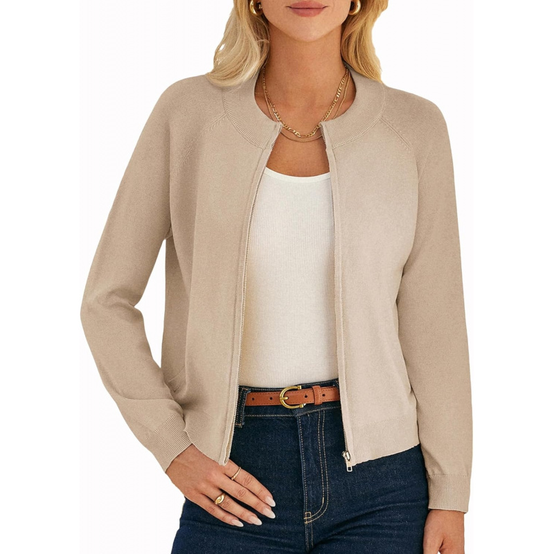 Women's Long Sleeve Zip Up Cardigan Sweaters