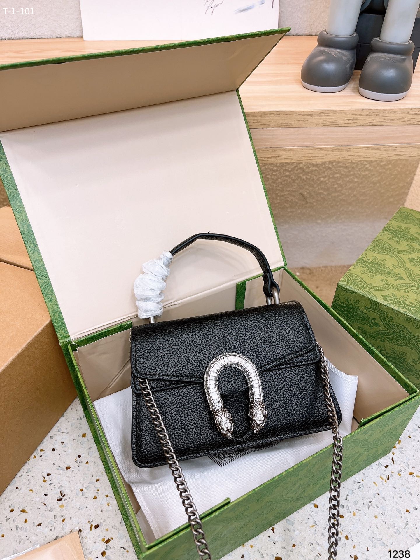 Gucci Dionysus Mini Top Handle Bag Black 18Cm 752029 Caogn 1155