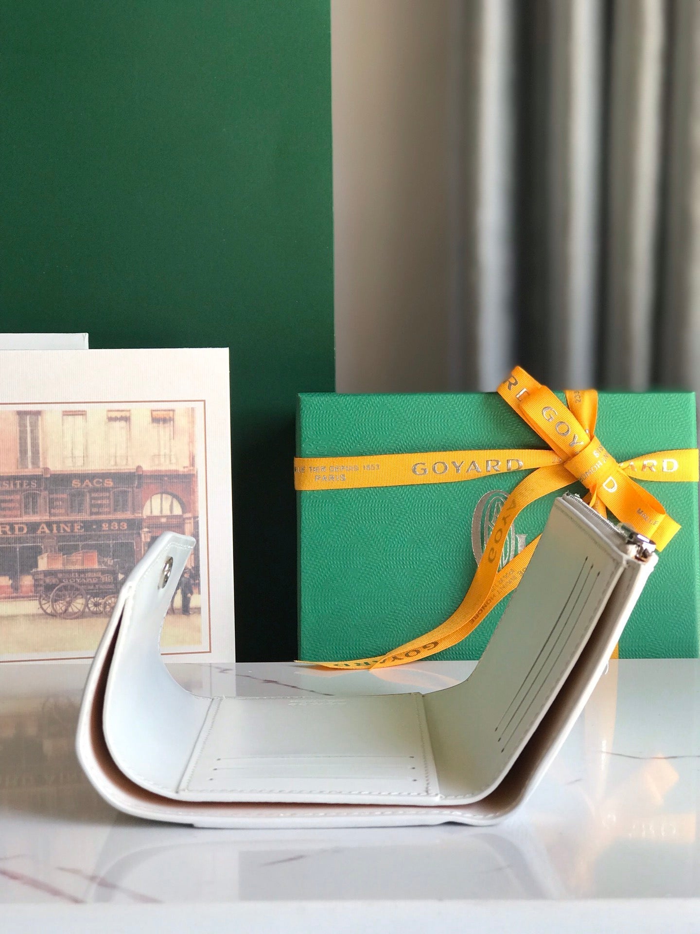 Goyard Saint-Gabriel Wallet 12 Cm White Calfskin And Goyardine Canvas
