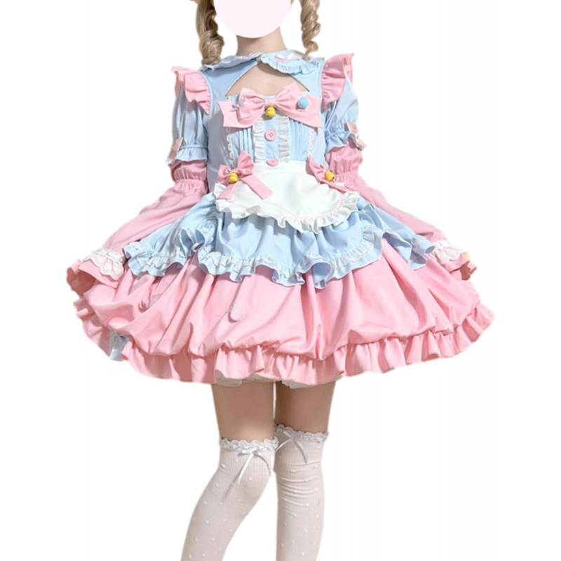 Teens Lolita Princess Dress Girls Kawaii Bow Decoration