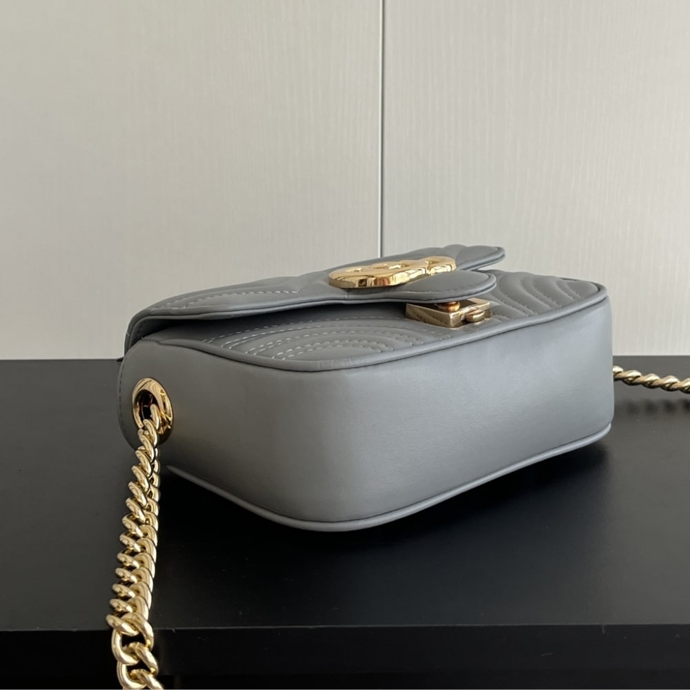Gucci Gg Marmont Mini Shoulder Bag Grey 17cm