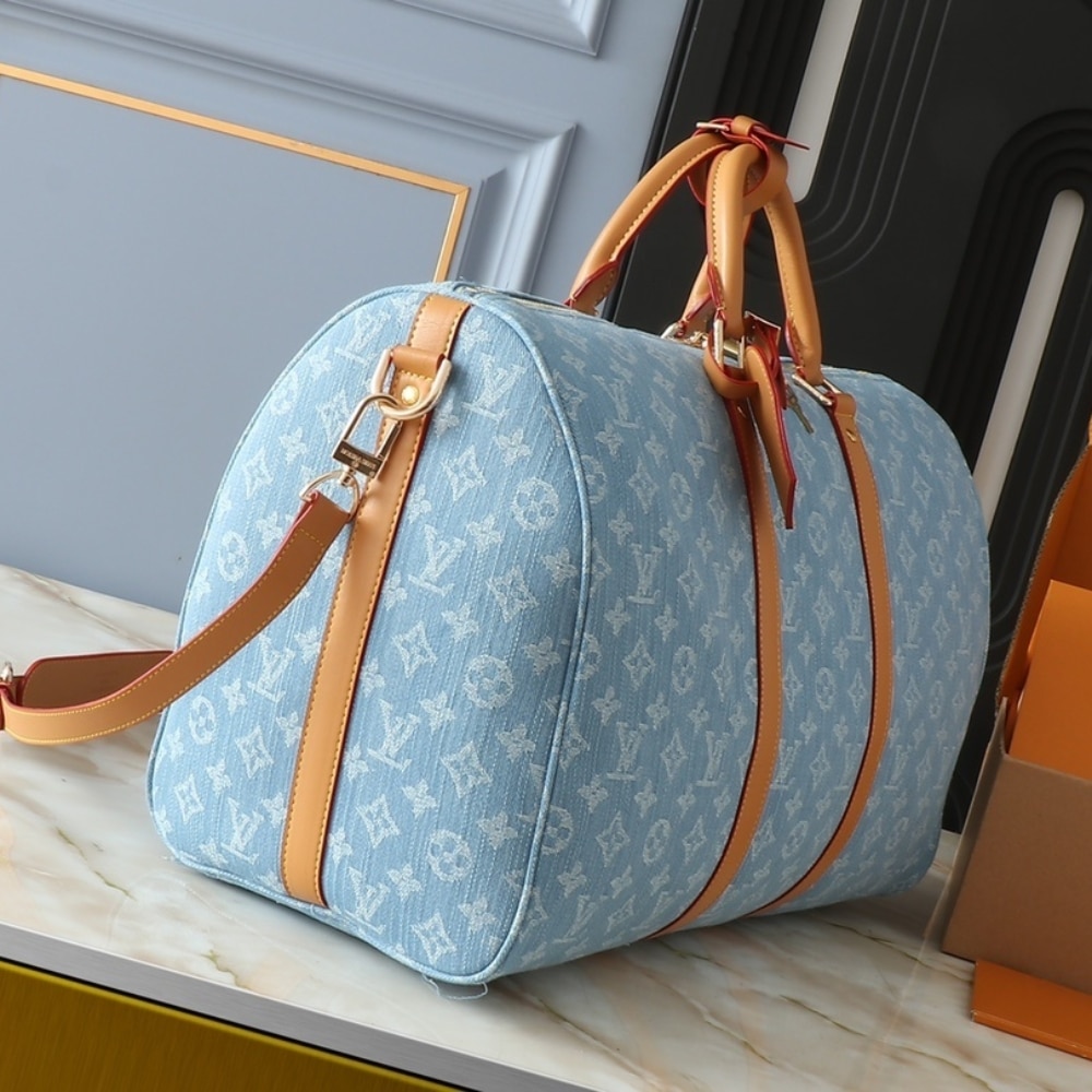 Louis Vuitton Keepall Bandoulièrè 45 Bag Sky Blue Denim 45Cm M25334