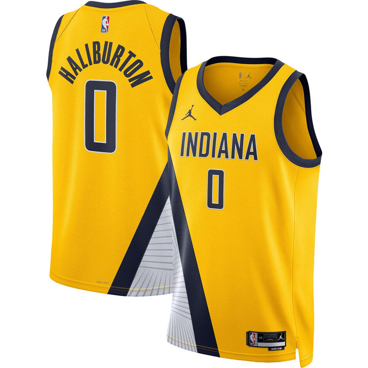 Men's Indiana Pacers Tyrese Haliburton Gold2023-2024 season  Jersey