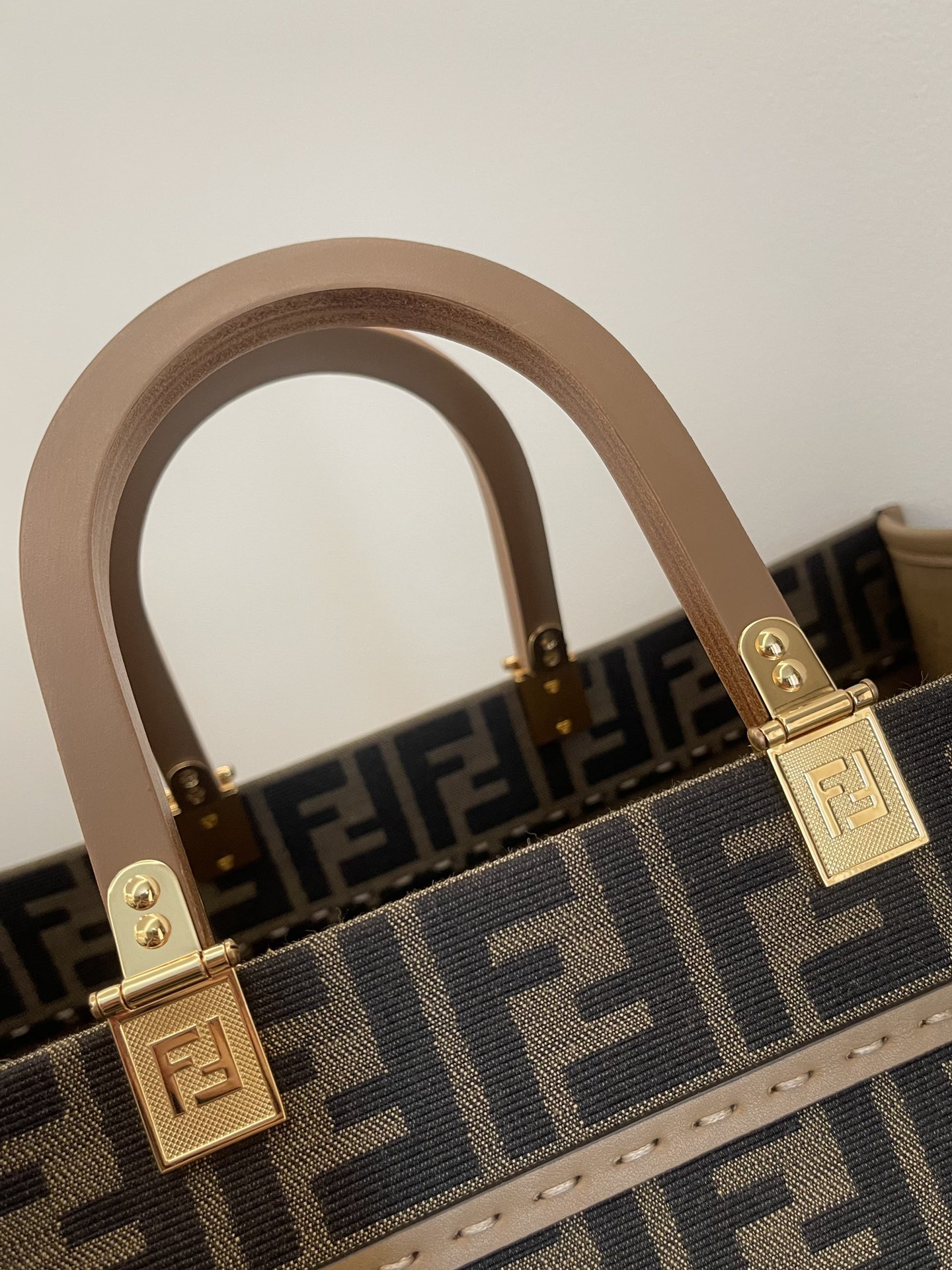 Fendi FF Jacquard Sunshine Medium Tote Bag Brown 35Cm